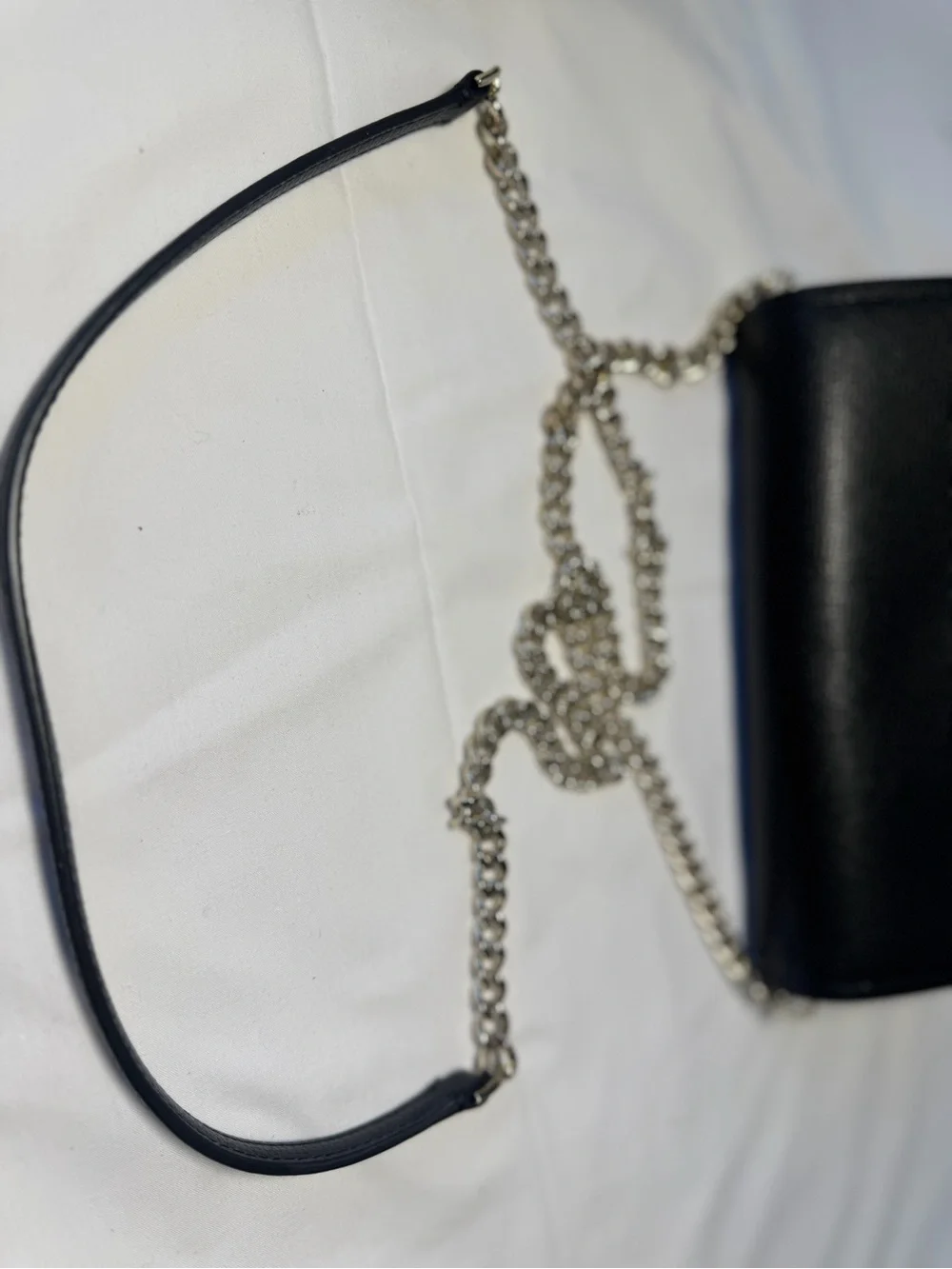 kate spade Black Pebbled Leather Chain Crossbody Wallet